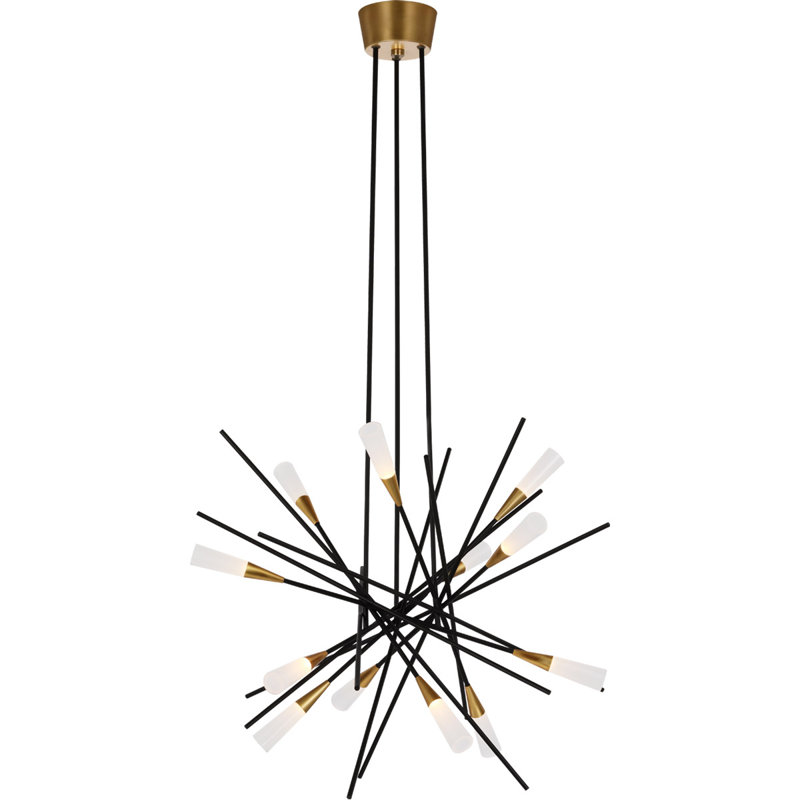 Chapman & Myers Stellar Medium Chandelier, Matte Black/Antique Brass