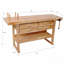 60-Inch Rubber Hardwood Workbench With 4 Drawers, 330lbs Heavy Duty Portable Work Bench, Woodworking Table For Garage, Workshop & Home Storage