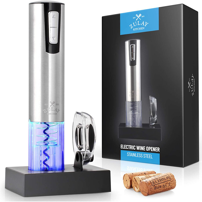 Zulay Electric Stainless Steel Automatic Wine Bottle Opener With Charging Base and Foil Cutter