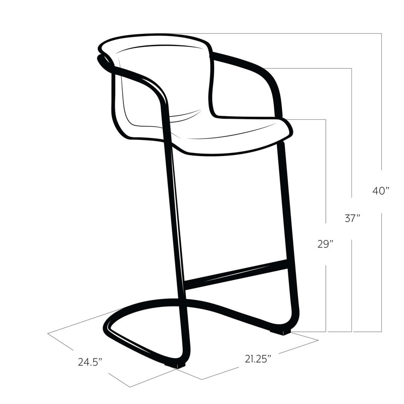 Distressed Whiskey Leather and Metal Bar Stool