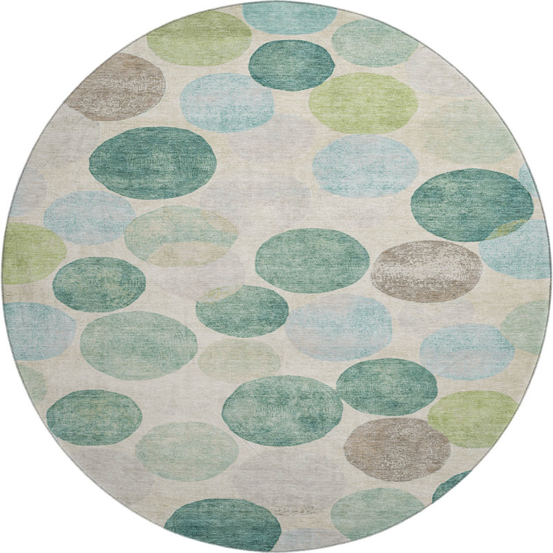 Premium Machine Washable Tiana Geometric Rug, Round 8'