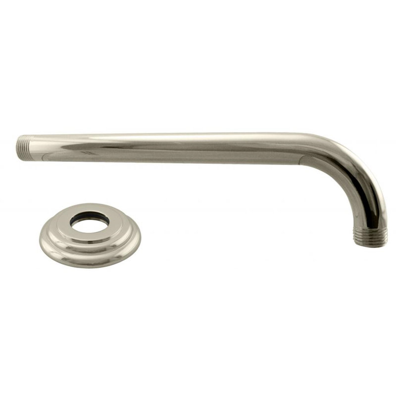 1/2" IPS x 10" IPS Wall Mount 90-Degree Rain Shower Arm with Flange, Polished Nickel