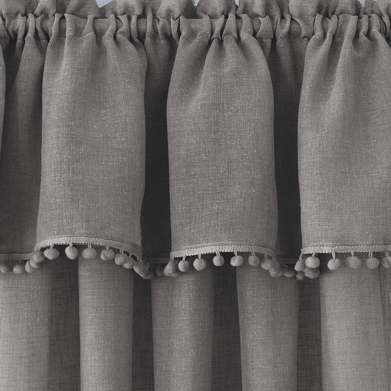 Solid Color Ruffled 52" Kitchen Curtain, Tan