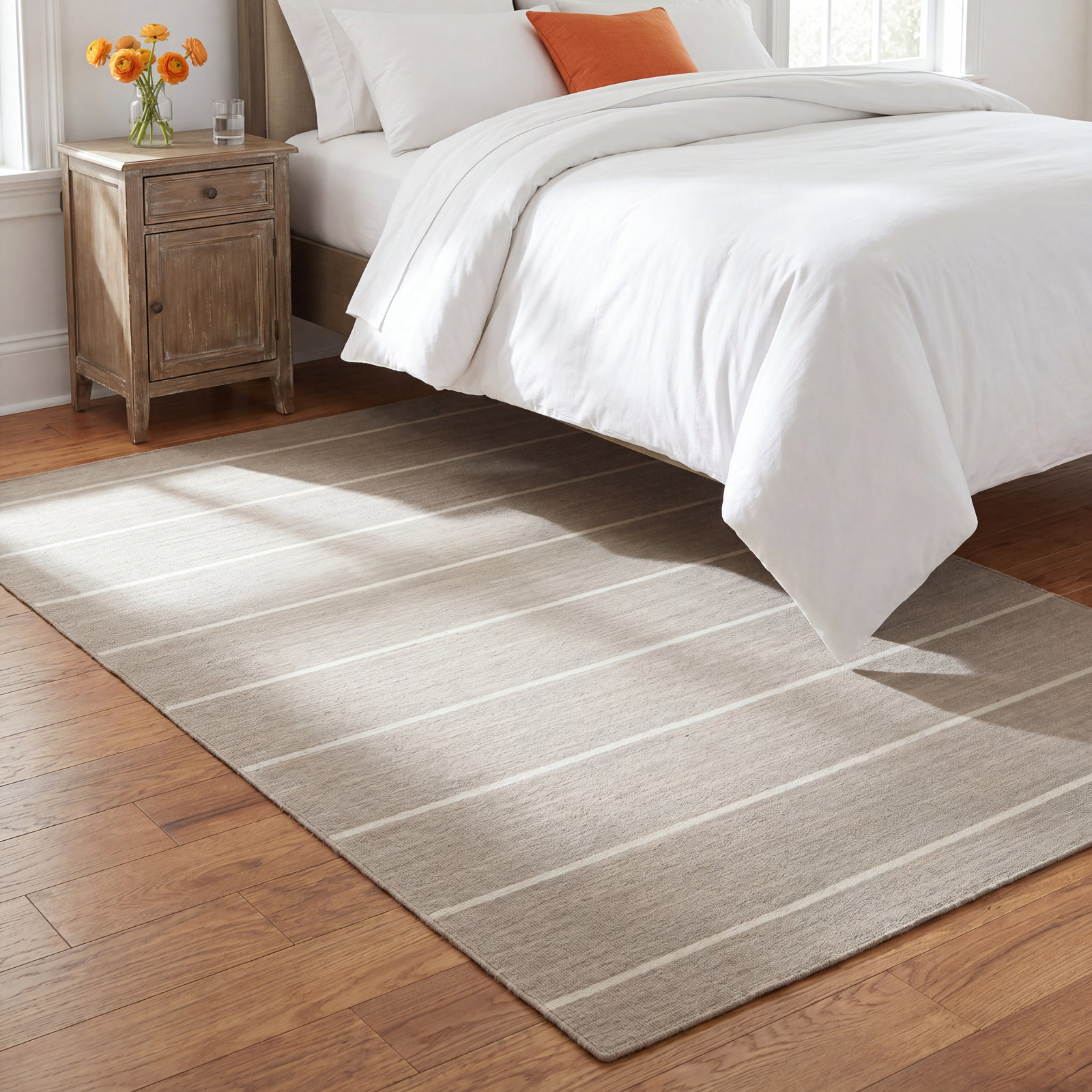 Creekmont Brown Light Gray Hand-Woven Wool Rug, Rectangle 5' x 8'