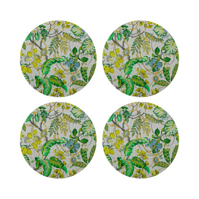 Plumeria Round Beaded Smooth Placemat