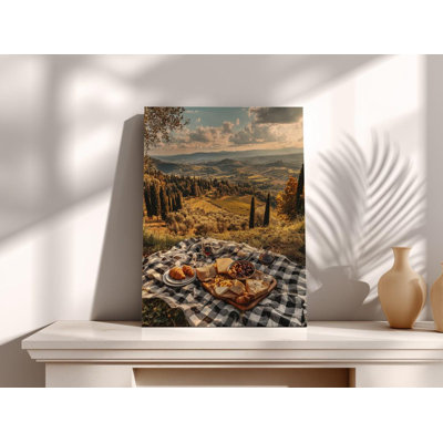 Tuscany Picnic Canvas Art: Italian Vineyard Kitchen Decor