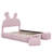 Full Size Upholstered Platform Bed, With 2 Storage Stools, Cute Cartoon Ears Shaped Headboard With LED Light