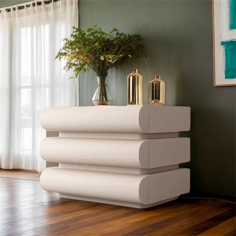 Modern Nightstand with 3 Drawers, Microfiber Leather Bedside Table for Bedroom, Ample Storage Cabinet with Easy-Clean Surface