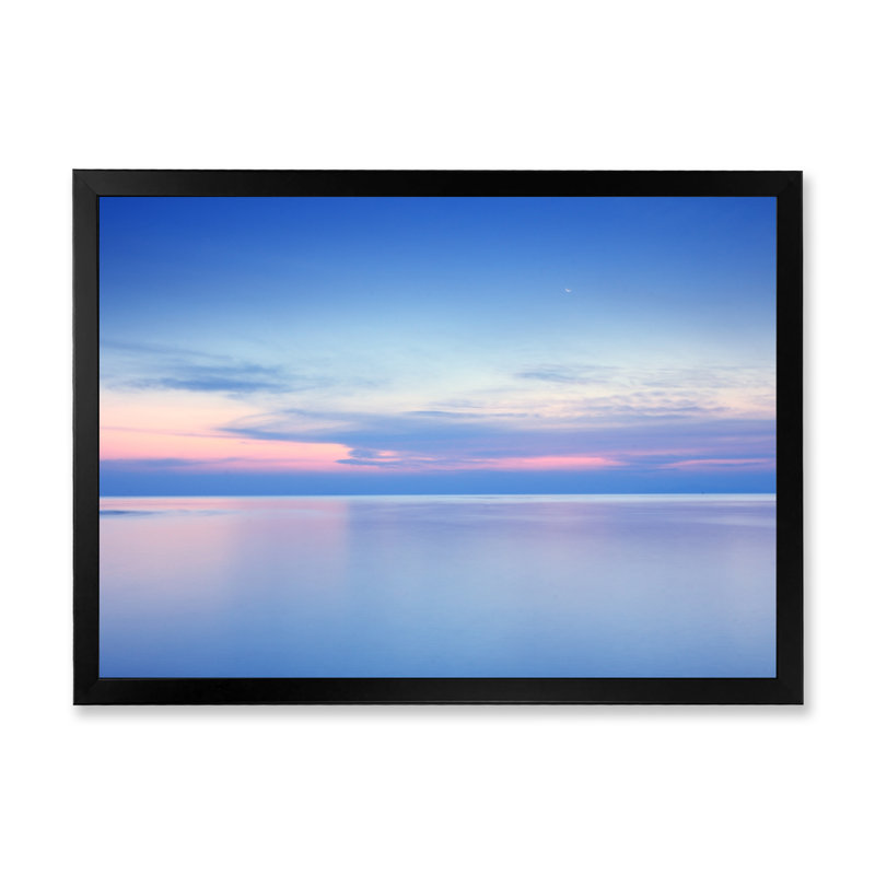 «Beach Sunrise with Dramatic Sky II», peinture sur toile, H 8 po x l 12 po x P 1 po, Cadre d'angle fermé noir