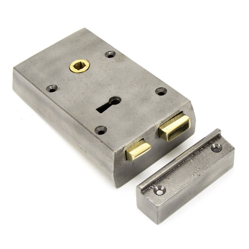 Rim Lock Iron, 8.6cm H x 15cm W x 3.1cm D