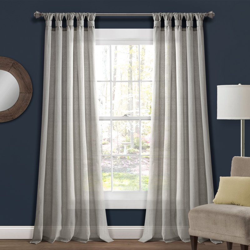 Paire de rideaux en toile de jute, L 45 po x L 84 po, Gris clair
