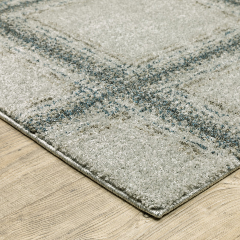 Tapis bleu sarcelle Aabidah, Rectangle 6 pi 7 po x 9 pi 6 po