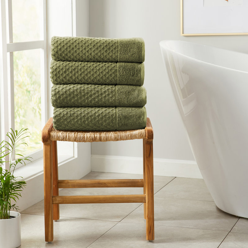 Olive Green Heavyweight Cotton Terry Bath Towel Set for Kids (Pack of 4)