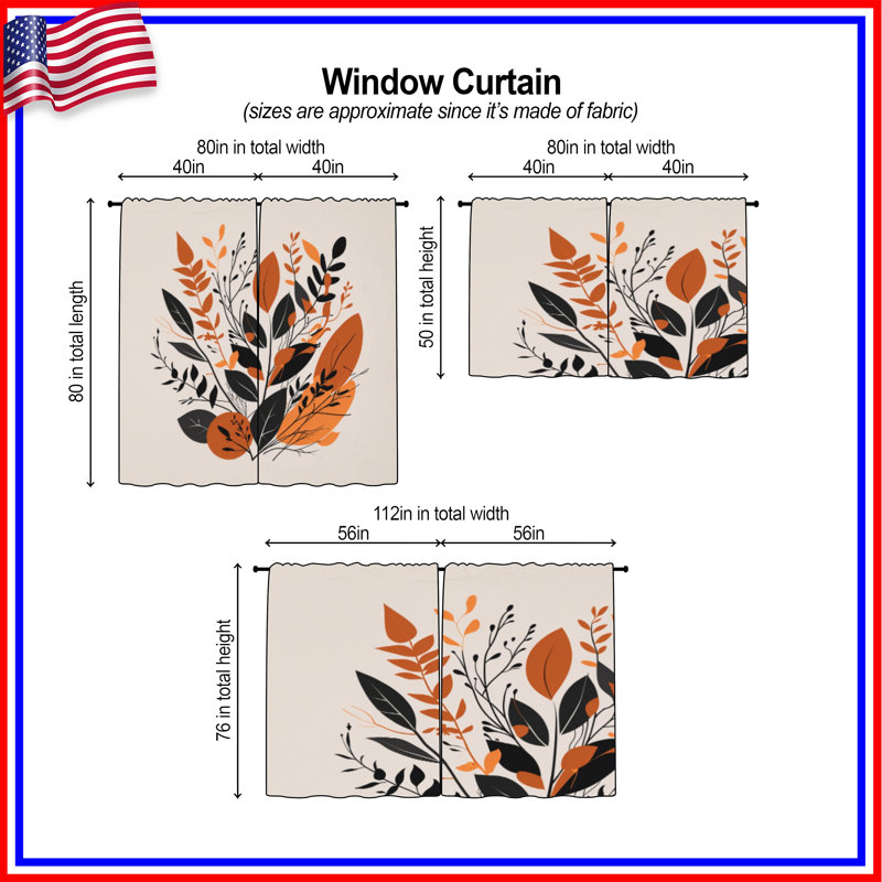Rideaux de fenêtre à motif floral transparent et obscurcissant - 2 panneaux, 40 po x 80 po - 2 panneaux
