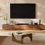 Modern Tv Stand With Abstract Coffee Table Set For Living Room, Walnut