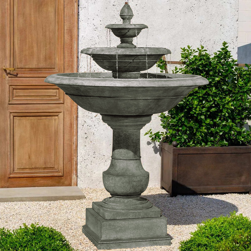 Savannah Hand Crafted Weather Resistant Floor Fountain, Alpine Stone