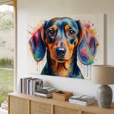 Teckel coloré moderne abstrait, peinture sur toile, reproduction d'art sur toile pour le salon, la chambre à coucher, le bureau, le couloir, le vestibule, le mur de la galerie et la décoration moderne