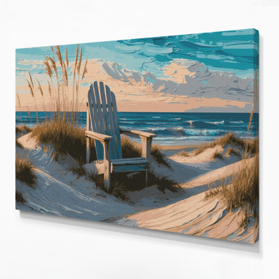 «Coastal Beach Chair Scene», art mural sur toile beige