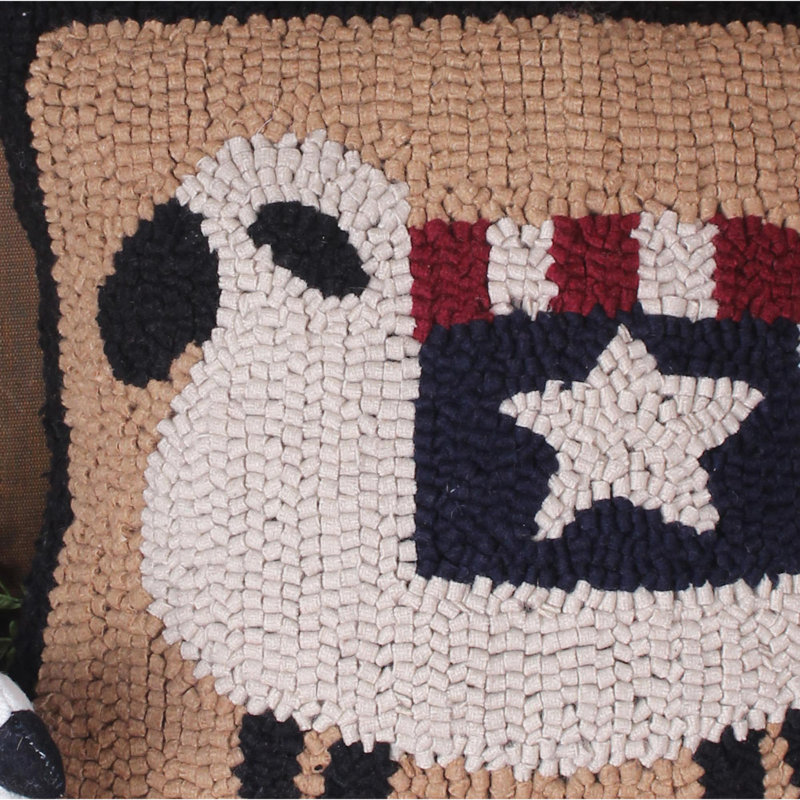 Multi Wool Hooked Reversible Throw Pillow