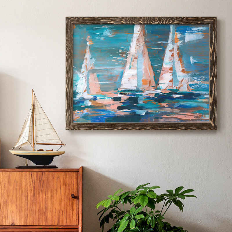 Pop Regatta II, reproduction d'art sur toile, H 14 po x l 20 po, Noyer