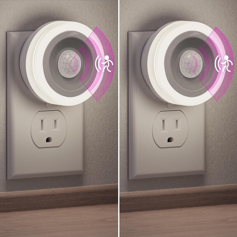 Bubble Acrylic Column Metal Plated Plug-In Night Light With Light Sensor, 1600K Amber, Sliding