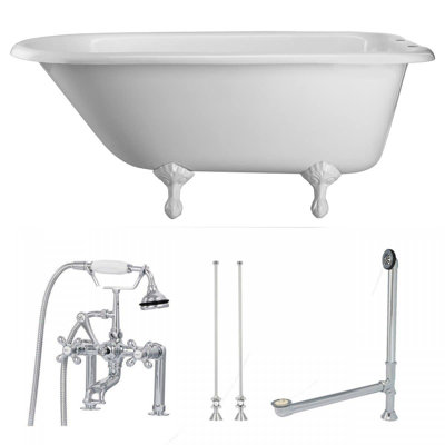 60.5 " L x 30 " W Freestanding and Mounting / Installation Required Soaking Bathtub with Faucet