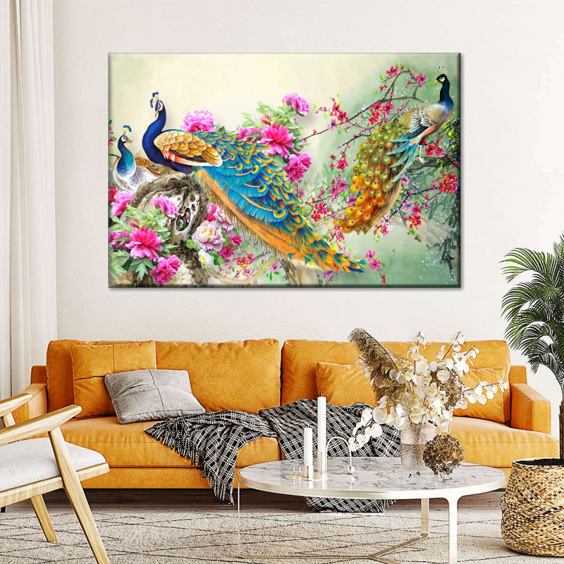 «Bewitching Peacocks», reproduction sur toile, H 34 po x l 51 po x P 1,25 po