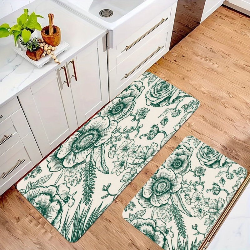 Ensemble de 2 tapis de cuisine bleu sarcelle