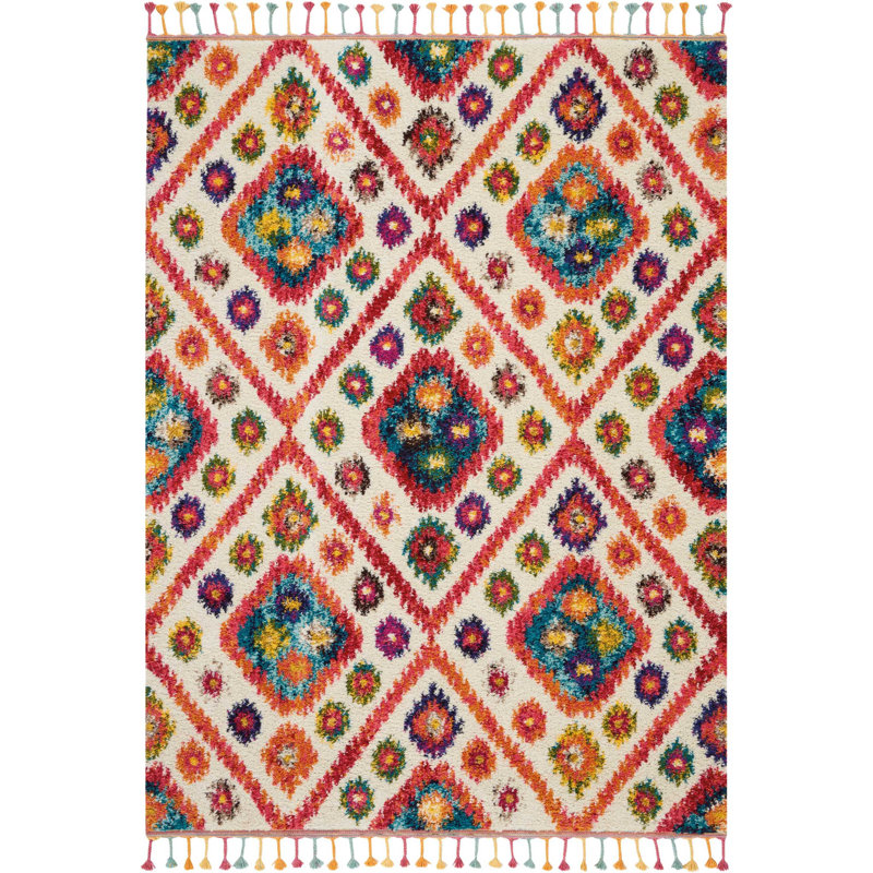 Tapis ivoire Lucina Tribal Bohemian, Rectangle 5 pi 3 po x 7 pi 9 po