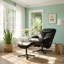 Fauteuil d'appoint pivotant noir avec repose-pieds