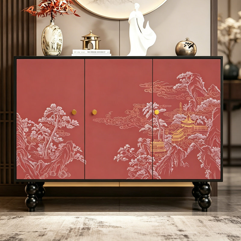 Chinese Style Wooden Entryway Storage Cabinet