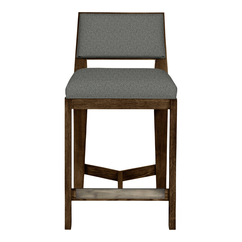 Scoville By Thom Filicia Upholstered Counter Stool with Solid Wood Frame, La Havane, Étain Ian