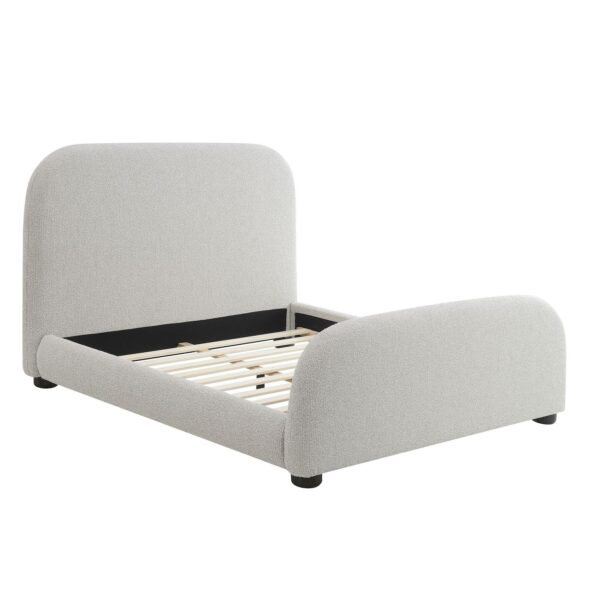 Cora Polyester Upholstered with Solid Oak Dark Cinder Wood Finish King Bed, King