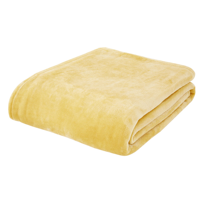 Raschel Velvet Touch Blanket Throw, 200cm x 240cm, Ochre