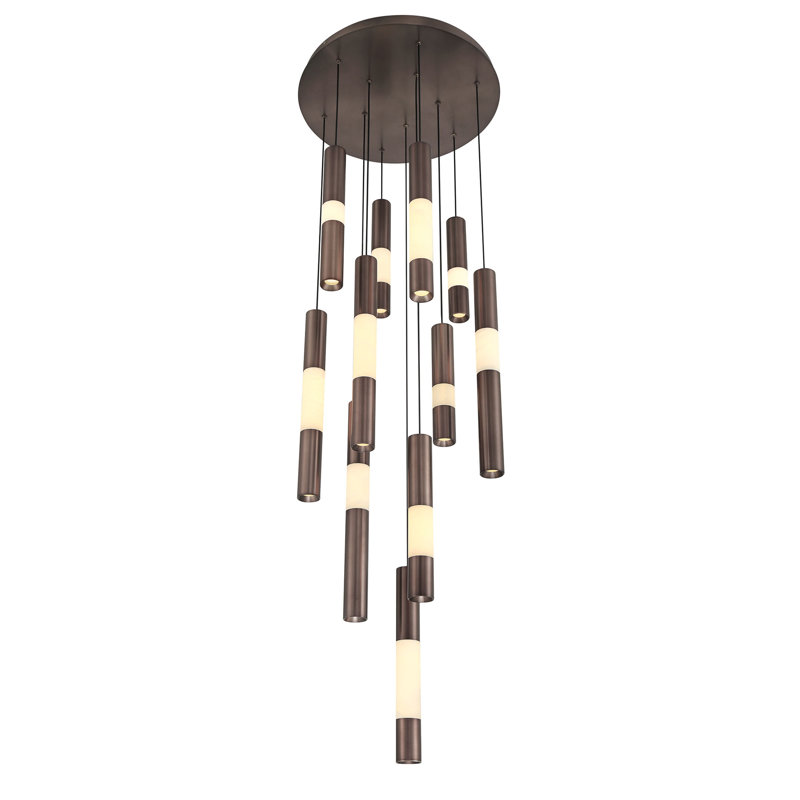 Lustre, 11 lumières, 20 po, bronze Harlow, albâtre, Bronze