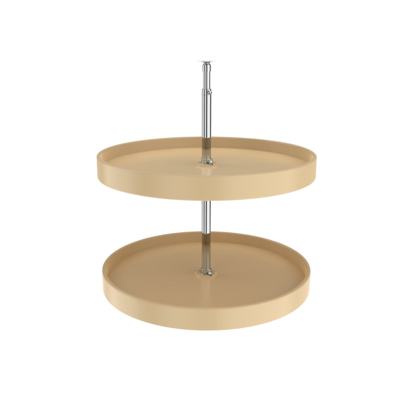 Polymer Full-Circle 2-Shelf Lazy Susan w/Dependent Hardware for Corner Base Cabinets, Almond, 24
