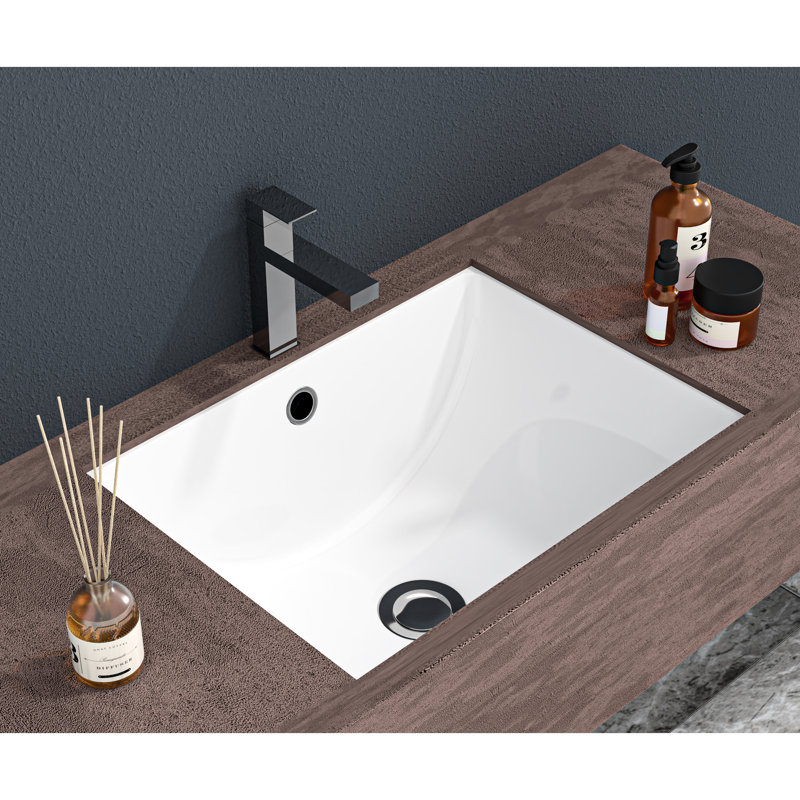 Beautiful Look Ceramic Rectangular Sink - 21X14, Undermount With Overflow Classy 21"X14", Included