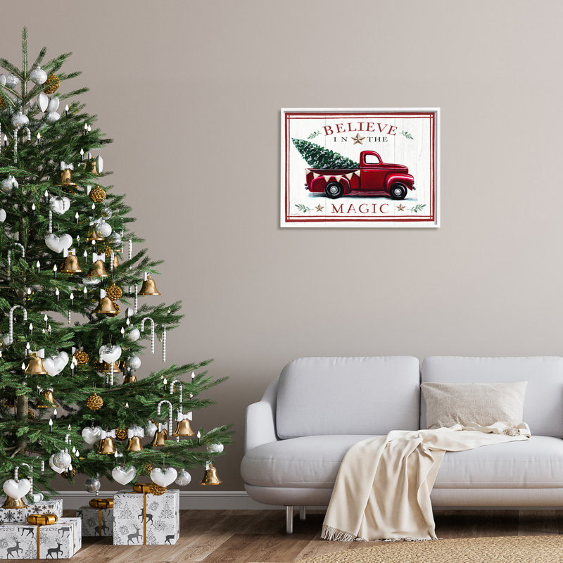 Believe In Magic, H 24 po x l 30 po x P 1,5 po, Giclée encadrée blanc bord de mer