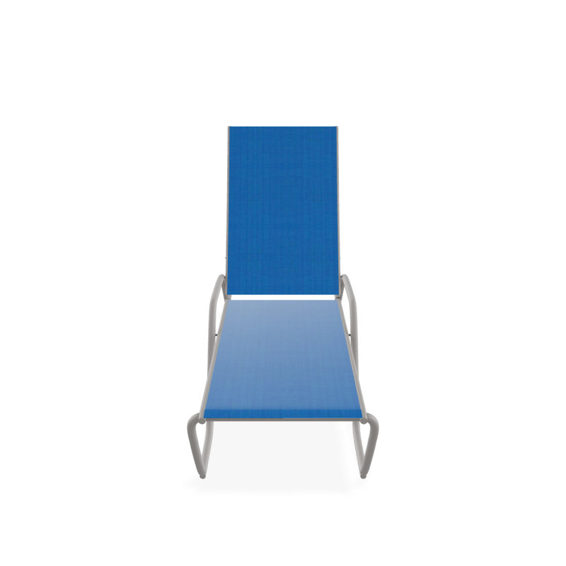 Outdoor Rust-Resistant Metal Chaise Lounge, Textured Warm Gray, Pacific Blue 28D