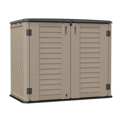 Storage Shed - Horizontal Storage Box Waterproof, Multi-Opening Door,26 Cubic Feet,Brown