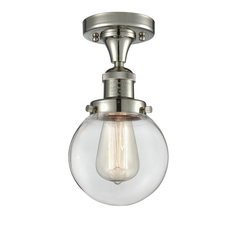 Plafonnier semi-encastré simple sphère 6 po Araujo, Ampoule non incluse, Transparent, Nickel poli