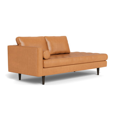 Jackie Leather Stand Alone Chaise, Hudson Lager by Hokku Designs