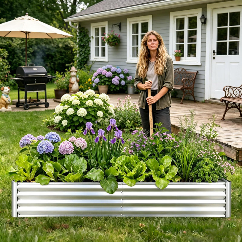 Ensemble de 2 lits de jardin surélevés galvanisés pour légumes, fleurs et herbes