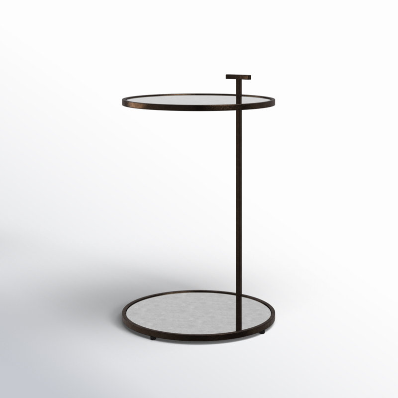Ciro Metal & Mirrored Side Table, Bronze