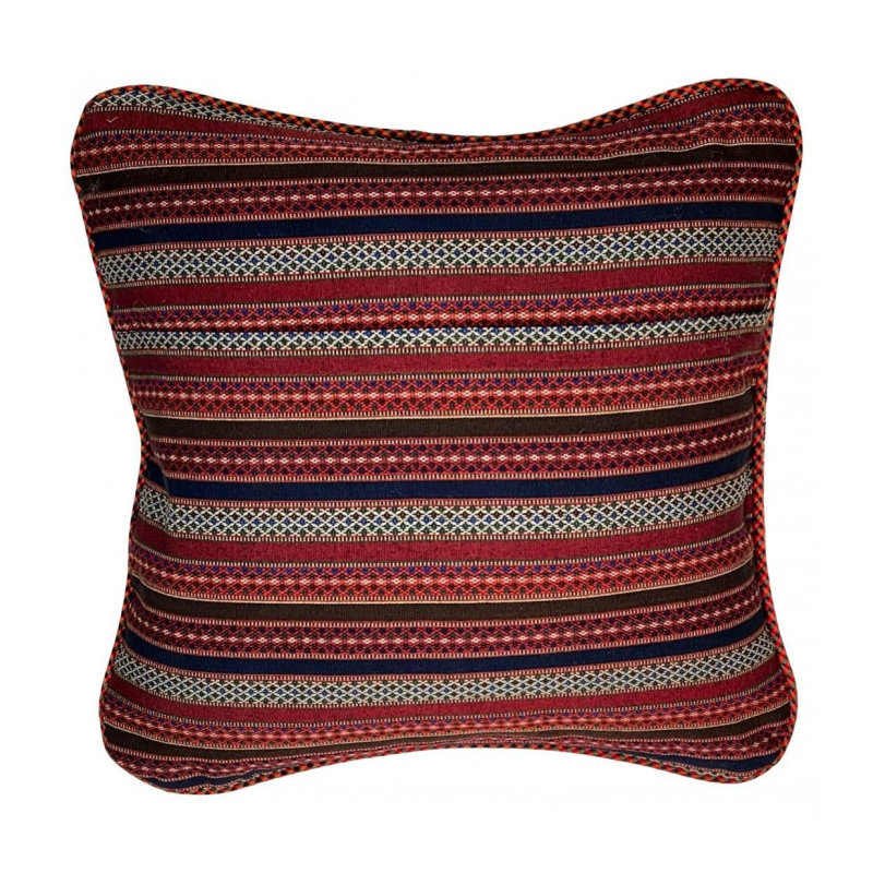 Wool Square Pillow Cover & Insert, Red/Black Geometic