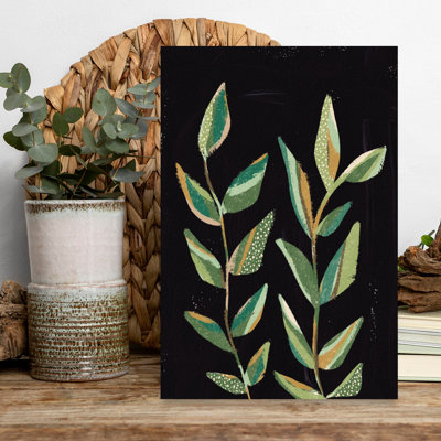 «Green Stems» 1, art abstrait contemporain contemporain naturel