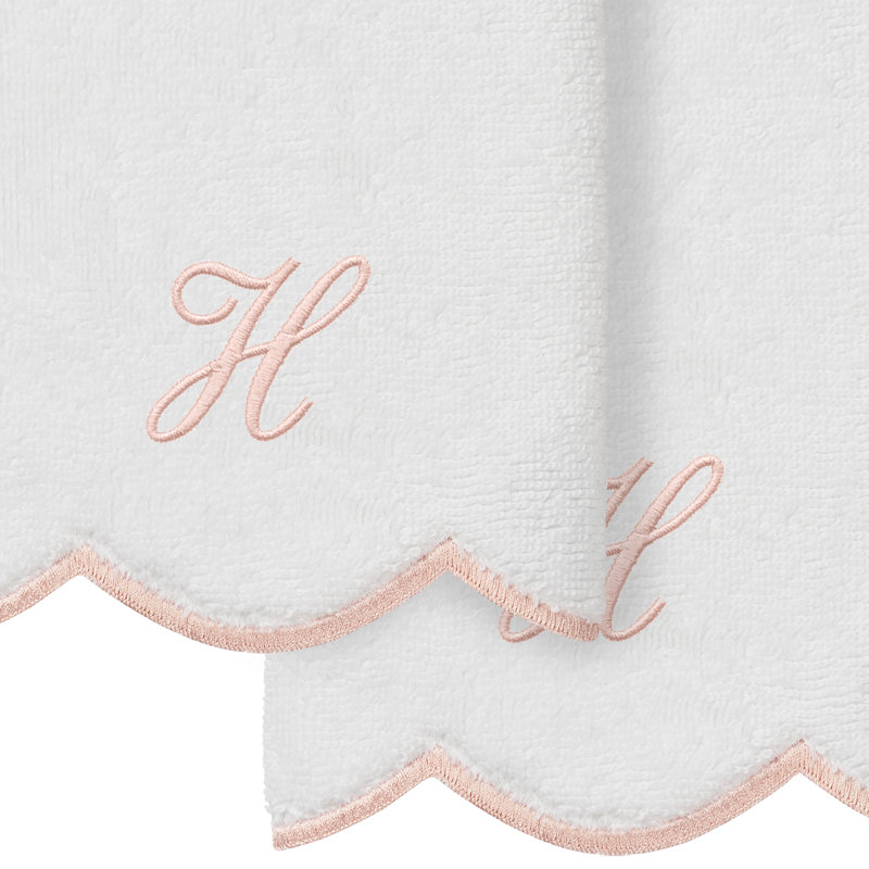  Ensemble de serviettes 100% coton turque ADORNIA, H, Blanc / Rose, Ensemble de 2 serviettes à doigts