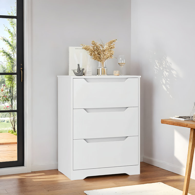 Commode 3 tiroirs Hartsell, Blanc