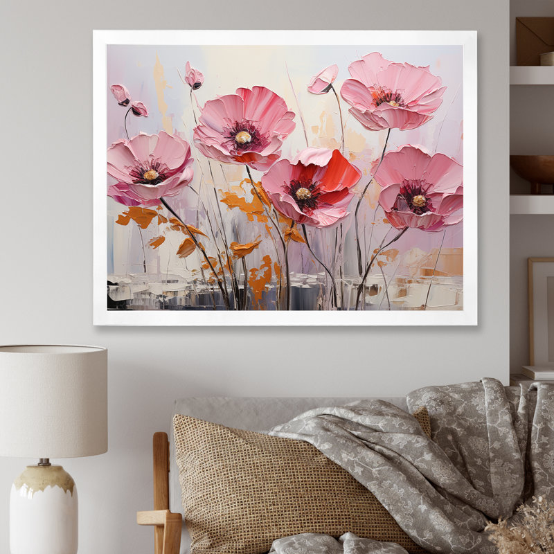 Vivid Poppy Minimalisme Moments, H 30 po x l 40 po x P 1,5 po, Cadre simple blanc