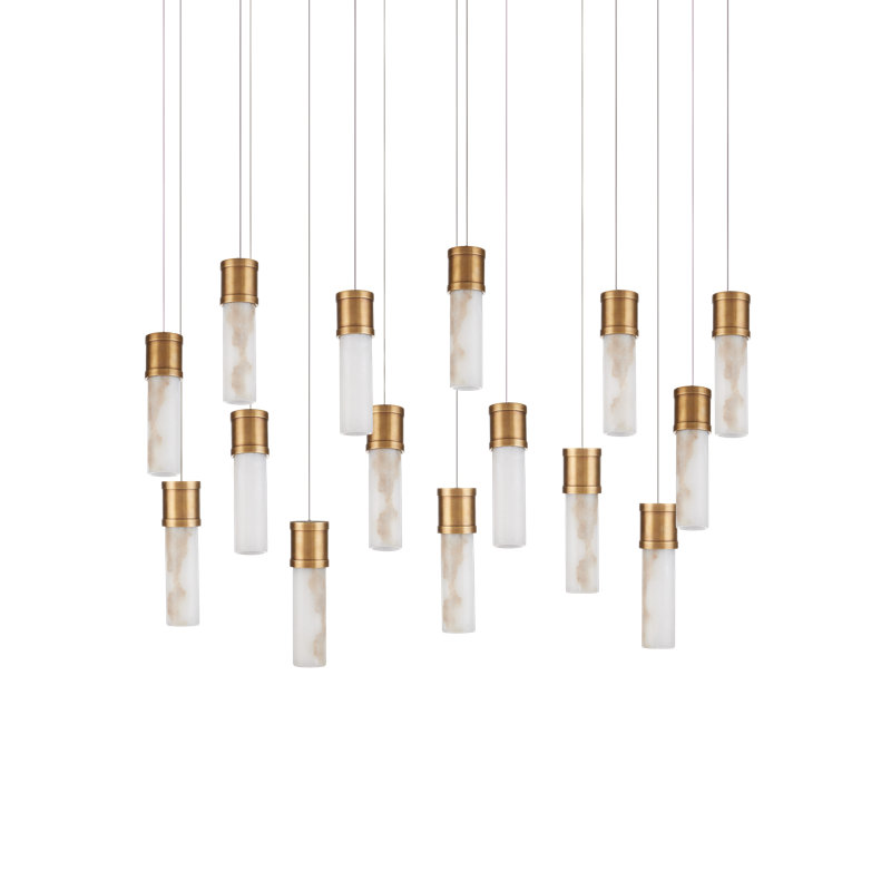 Luminaire suspendu linéaire à 15 lumières Cannula, 2250 lumens, H 21,5 po x l 48 po x P 12 po